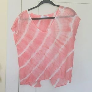 Pink Silk Tie Dye Cross back Shirt